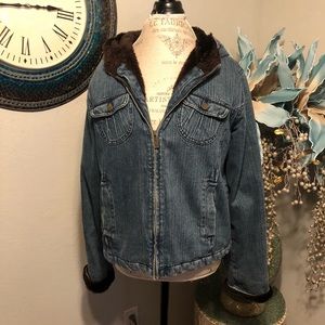 Lee Blue Jean Jacket with Brown Accents